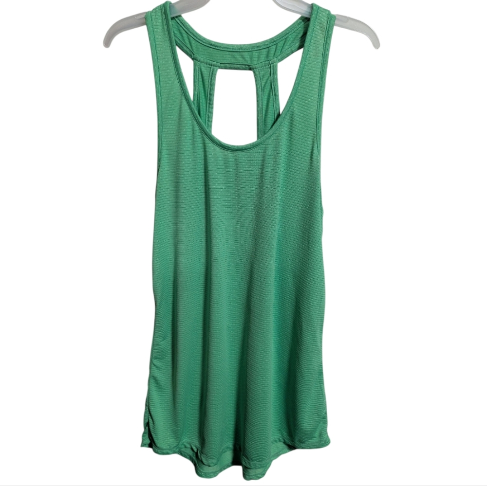 Reebok Green Sleeveless Women's Top Small Cut Out Ribbed W-409